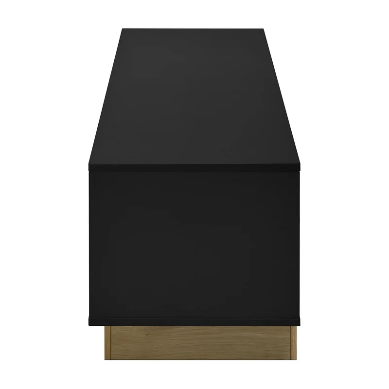 Meuble TV noir 4 portes motif courbé 175x40x41,5cm ADJUSTORGANIZER