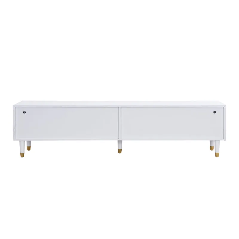 Meuble TV blanc design ondulé 178 cm MDF & acrylique 4 tiroirs ARMOIREEDGE