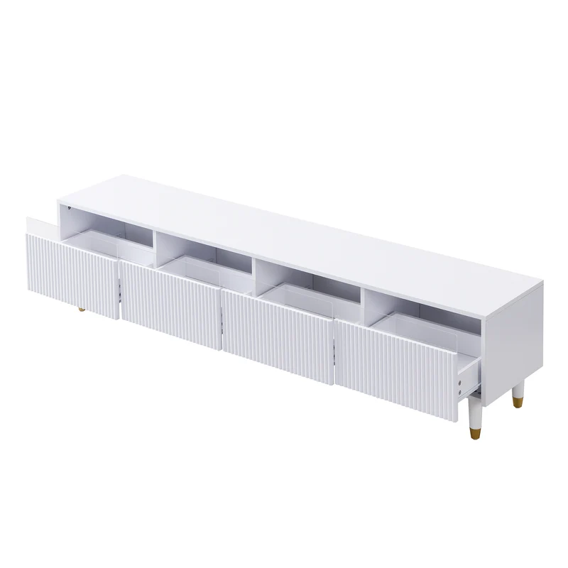 Meuble TV blanc design ondulé 178 cm MDF & acrylique 4 tiroirs ARMOIREEDGE