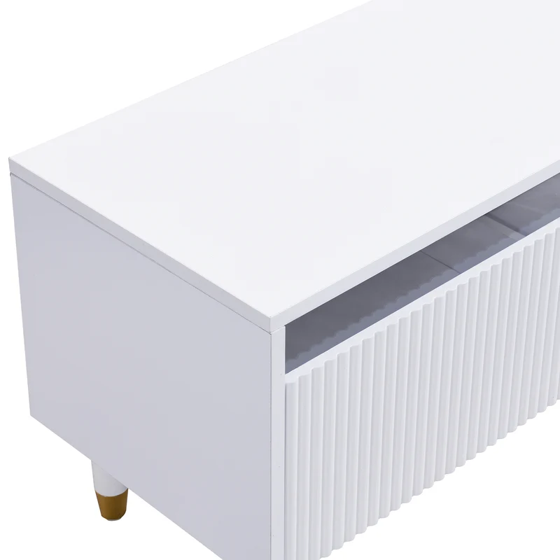 Meuble TV blanc design ondulé 178 cm MDF & acrylique 4 tiroirs ARMOIREEDGE