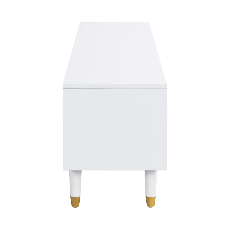 Meuble TV blanc design ondulé 178 cm MDF & acrylique 4 tiroirs ARMOIREEDGE