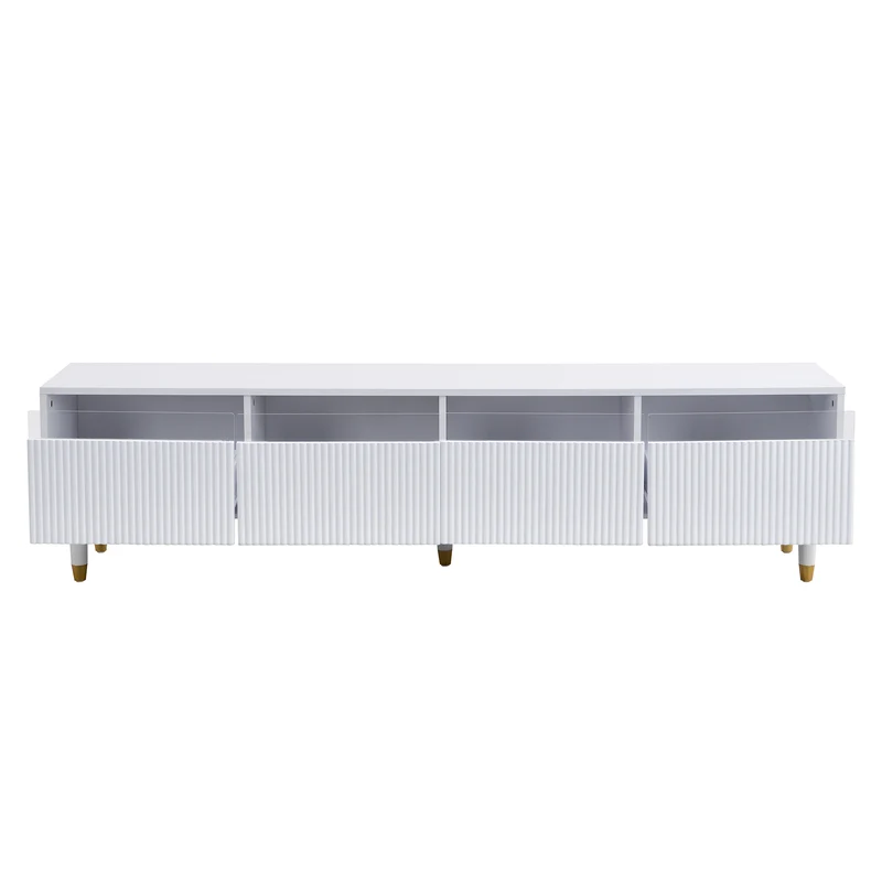 Meuble TV blanc design ondulé 178 cm MDF & acrylique 4 tiroirs ARMOIREEDGE