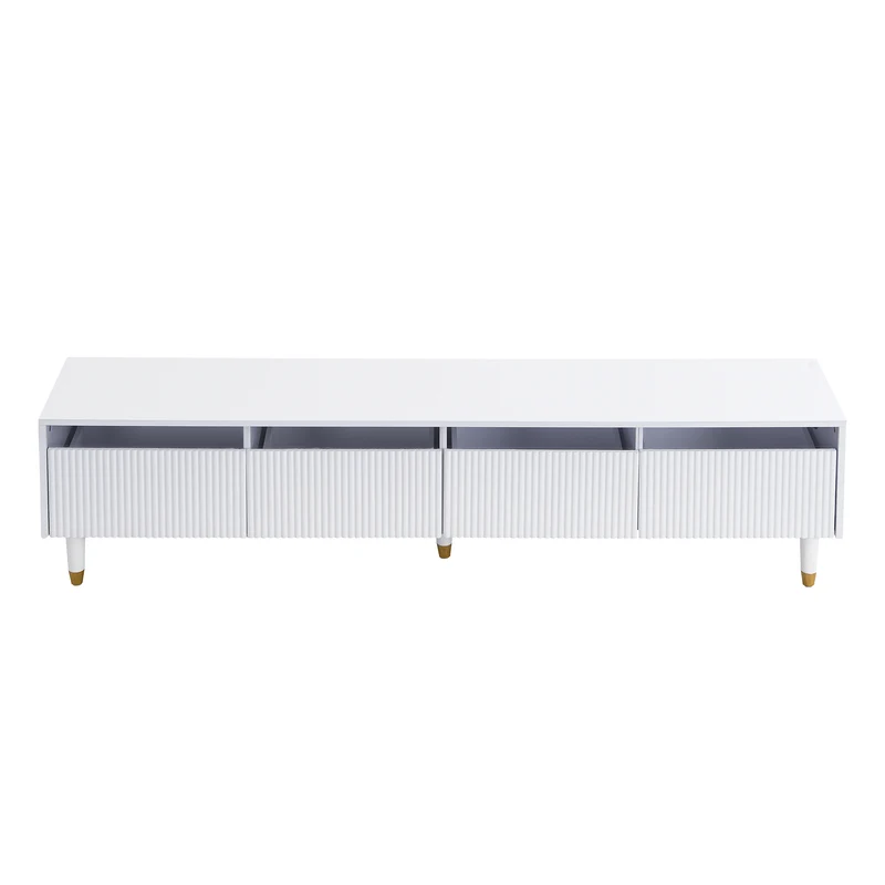 Meuble TV blanc design ondulé 178 cm MDF & acrylique 4 tiroirs ARMOIREEDGE