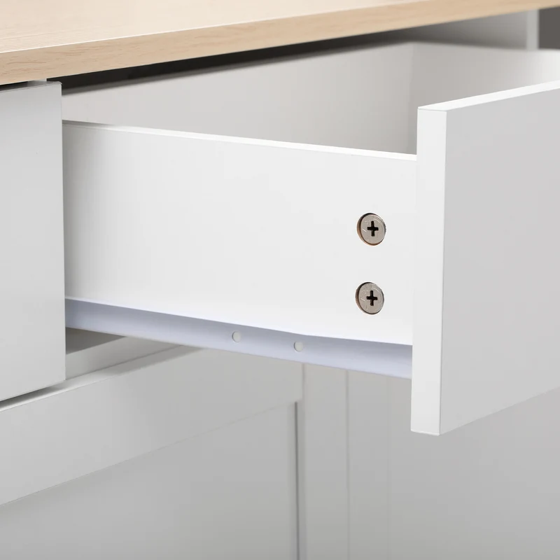 Buffet blanc effet bois 4 portes 3 tiroirs style campagne ADJUSTMARBLEONE