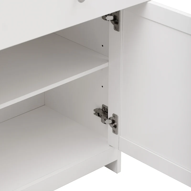 Buffet blanc effet bois 4 portes 3 tiroirs style campagne ADJUSTMARBLEONE