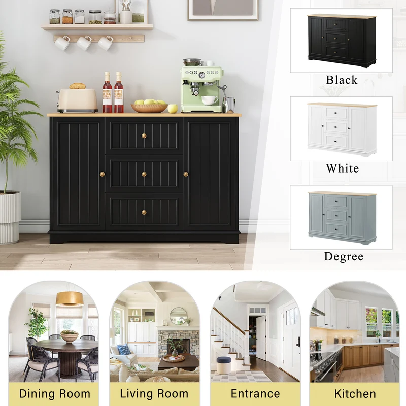 Buffet charme noir 3 tiroirs et 2 portes CASCADEINFIN