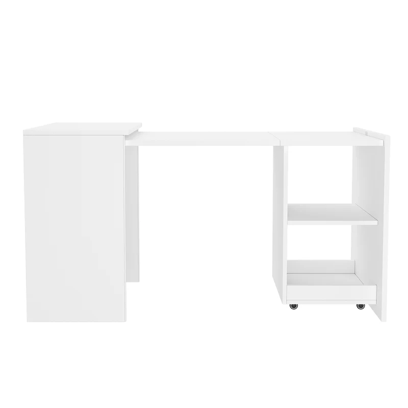 Bureau blanc retractable avec rangement et roulettes MOMENTUMNEXX