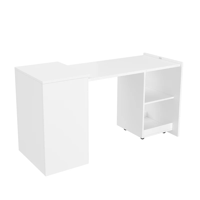Bureau blanc retractable avec rangement et roulettes MOMENTUMNEXX