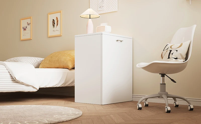 Bureau blanc retractable avec rangement et roulettes MOMENTUMNEXX