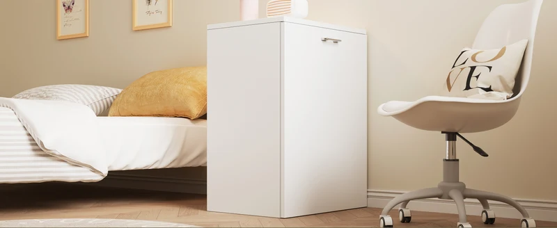 Bureau blanc retractable avec rangement et roulettes MOMENTUMNEXX