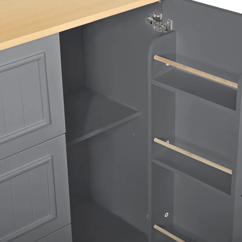 Buffet charme gris 3 tiroirs et 2 portes 126x40x86 cm CASCADEQUAZX