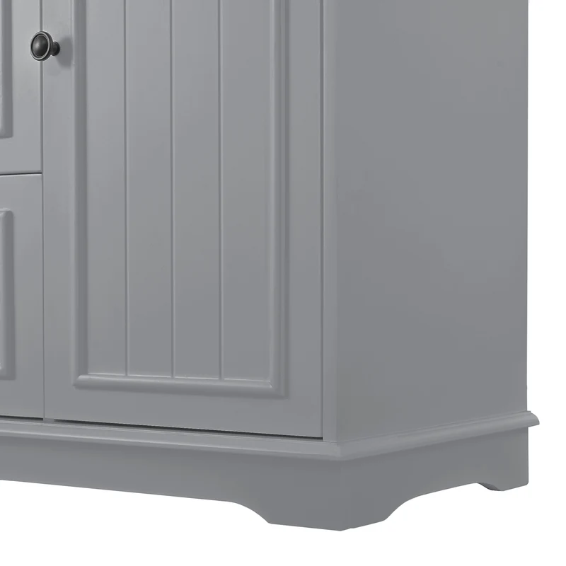 Buffet charme gris 3 tiroirs et 2 portes 126x40x86 cm CASCADEQUAZX