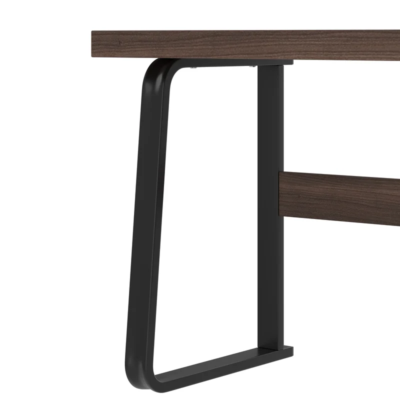 Bureau style industriel effet bois noyer 2 tiroirs 161×54×76.4cm MOMENTUMRIFTA