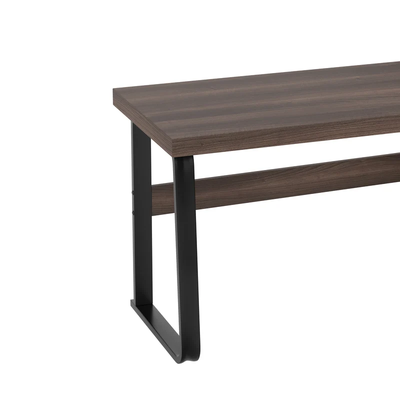 Bureau style industriel effet bois noyer 2 tiroirs 161×54×76.4cm MOMENTUMRIFTA