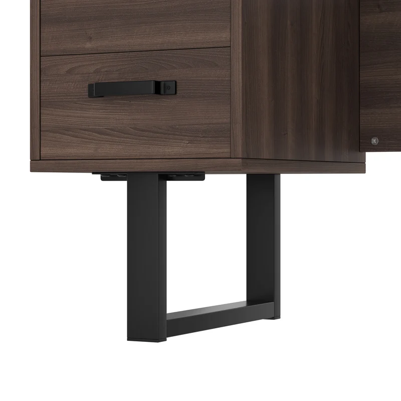 Bureau industriel effet bois noyer avec accents métaliques noirs MOMENTUMCASCD