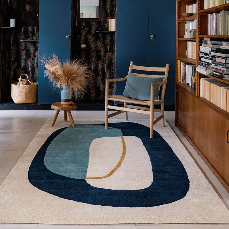 Tapis Inclusion Bleu Orage