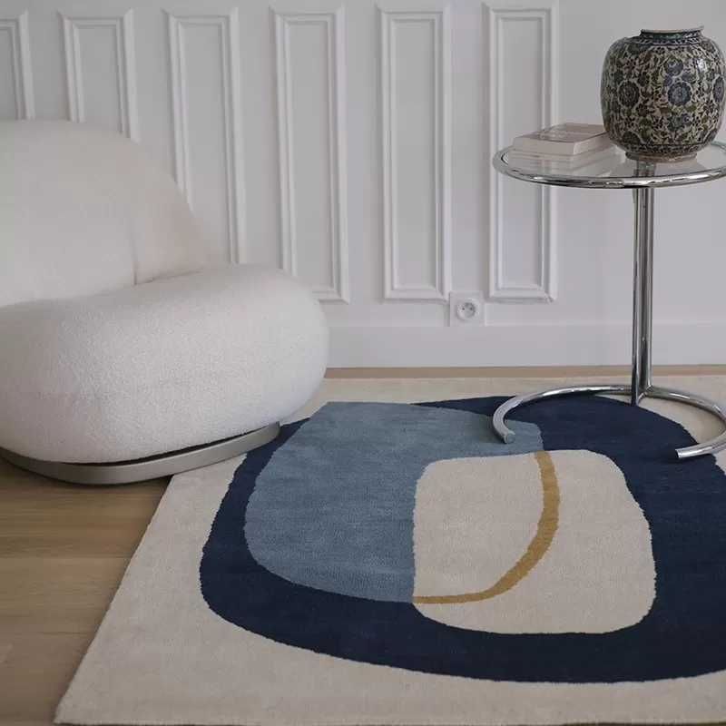 Tapis Inclusion Bleu Orage
