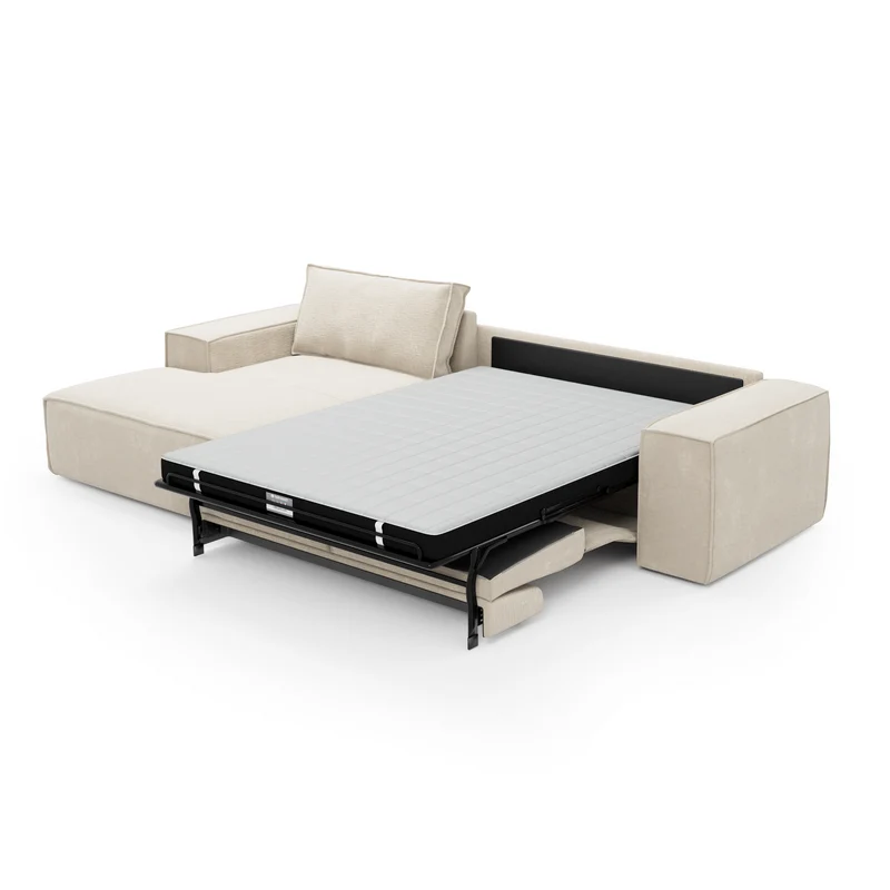 Canapé convertible angle gauche matelas Dunlopillo 140cm JOAN Velours à motifs