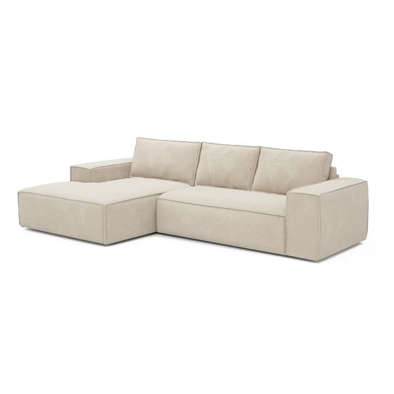 Canapé convertible angle gauche matelas Dunlopillo 140cm JOAN Velours à motifs