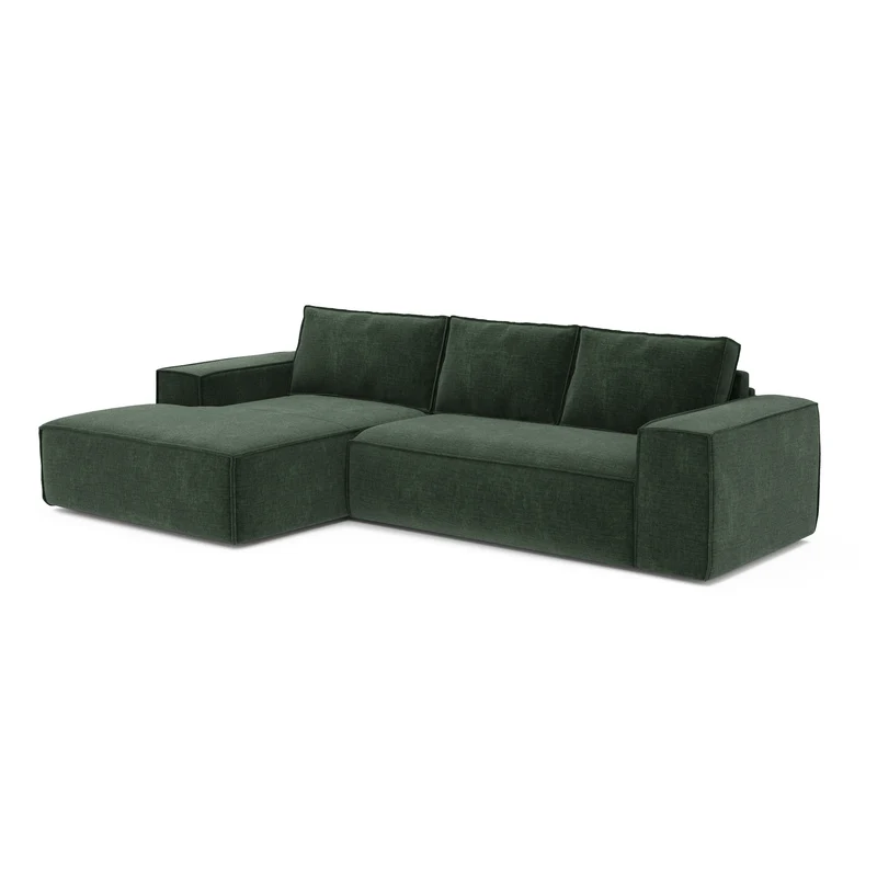 Canapé convertible angle gauche matelas Dunlopillo 140cm JOAN Velours à motifs
