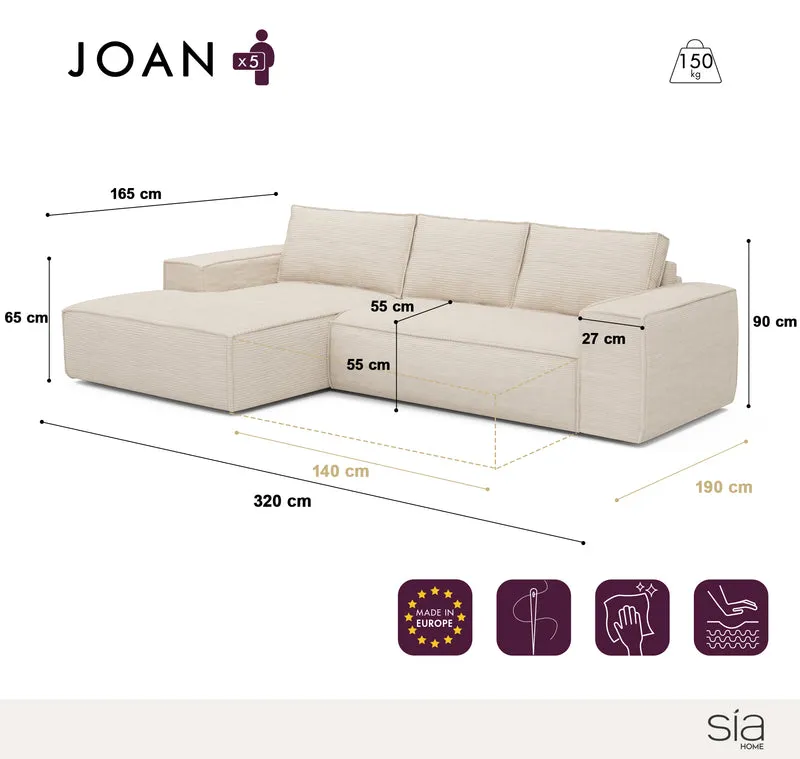 Canapé convertible angle gauche matelas Dunlopillo 140cm JOAN Velours à motifs