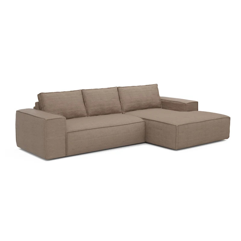 Canapé convertible angle droit matelas Dunlopillo 140cm JOAN Velours côtelé