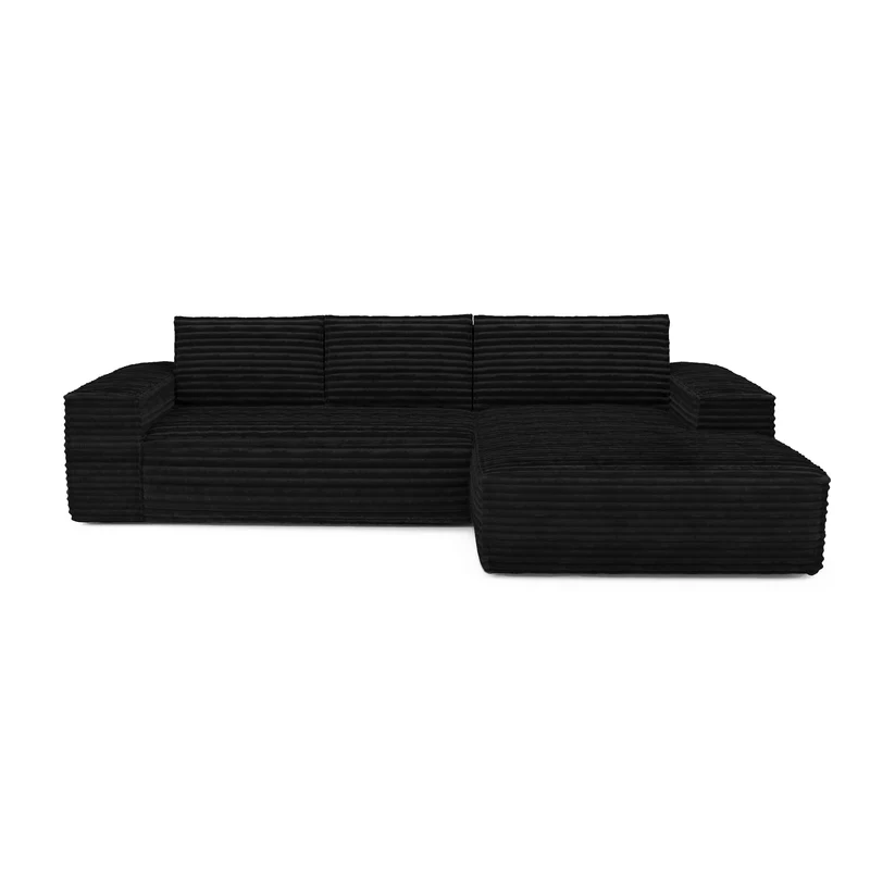 Canapé convertible angle droit matelas Dunlopillo 140cm JOAN Velours côtelé XXL