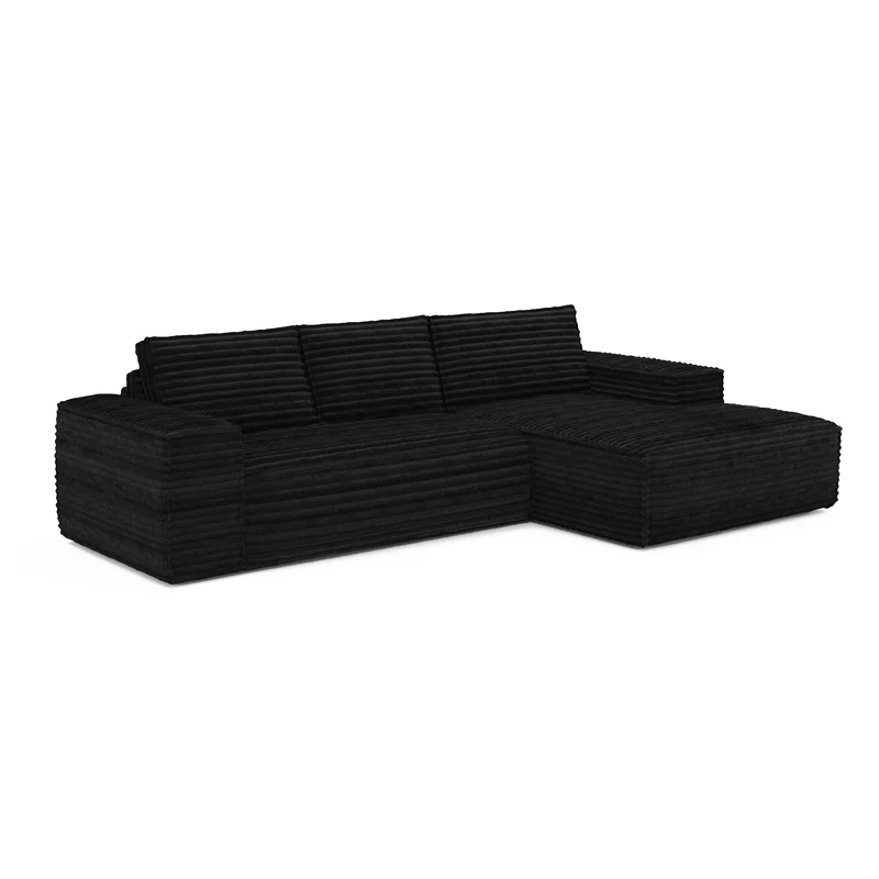 Canapé convertible angle droit matelas Dunlopillo 140cm JOAN Velours côtelé XXL