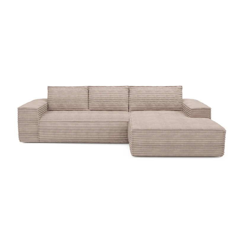Canapé convertible angle droit matelas Dunlopillo 140cm JOAN Velours côtelé XXL