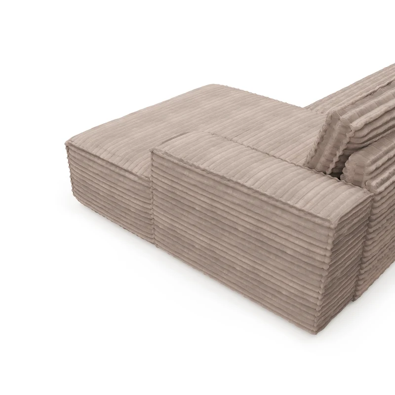 Canapé convertible angle droit matelas Dunlopillo 140cm JOAN Velours côtelé XXL