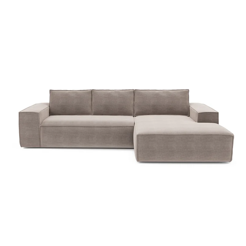 Canapé convertible angle droit matelas Dunlopillo 140cm JOAN Velours
