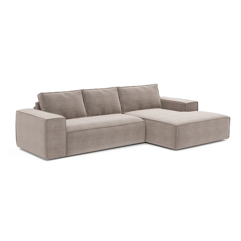 Canapé convertible angle droit matelas Dunlopillo 140cm JOAN Velours