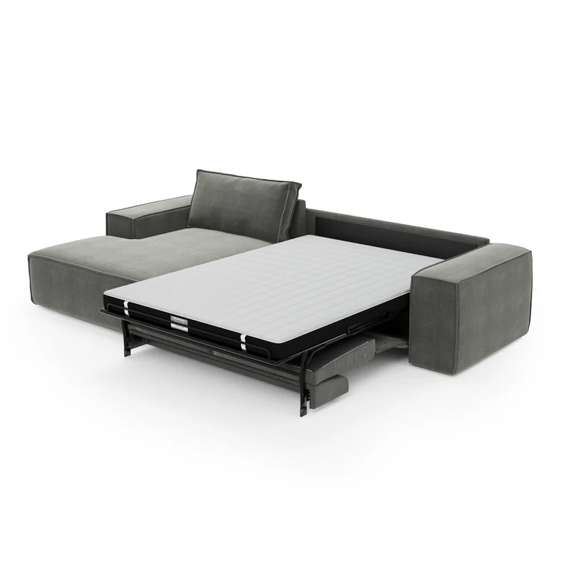 Canapé convertible angle gauche matelas Dunlopillo 140cm JOAN Velours