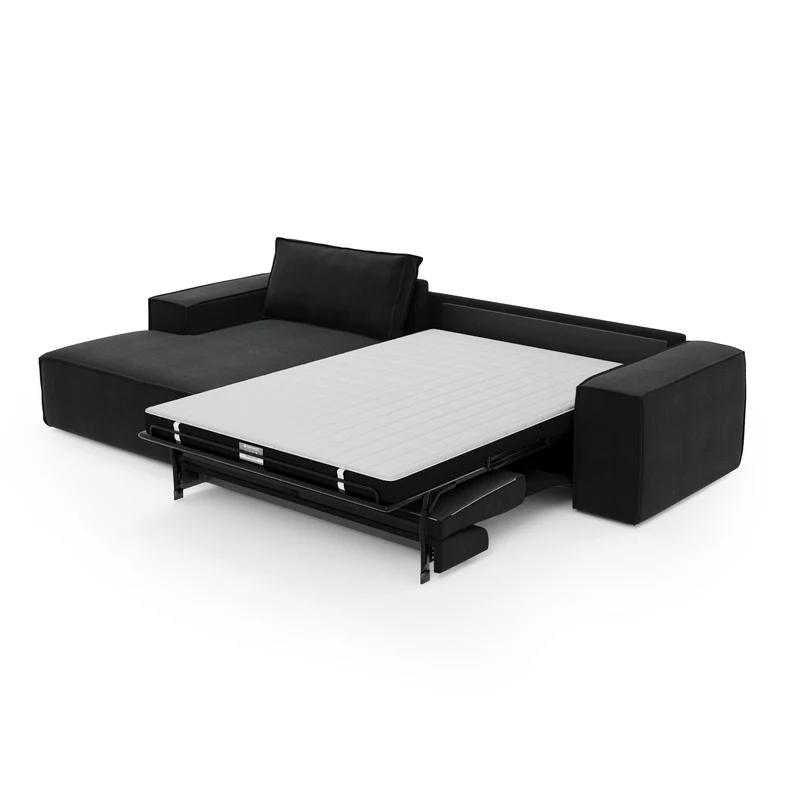 Canapé convertible angle gauche matelas Dunlopillo 140cm JOAN Velours