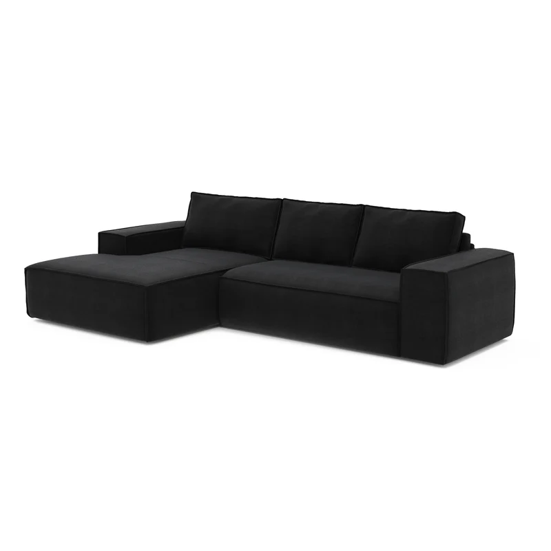 Canapé convertible angle gauche matelas Dunlopillo 140cm JOAN Velours
