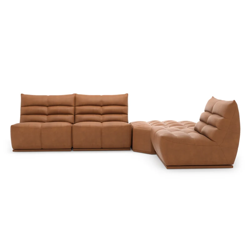 Canapé grand angle droit ou gauche modulable JODY Tissu effet cuir vintage