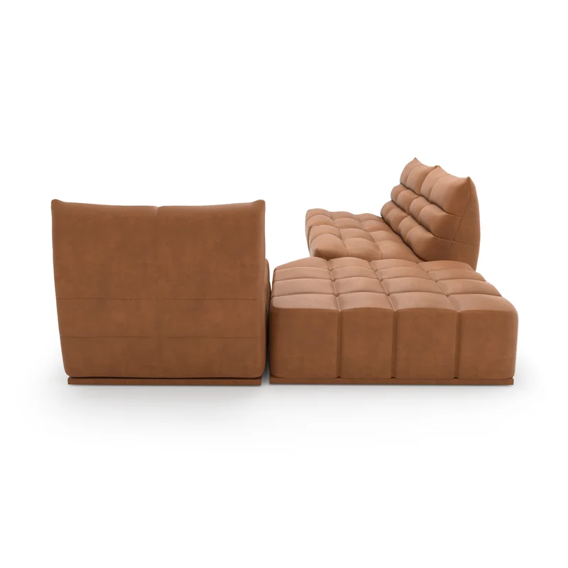 Canapé grand angle droit ou gauche modulable JODY Tissu effet cuir vintage