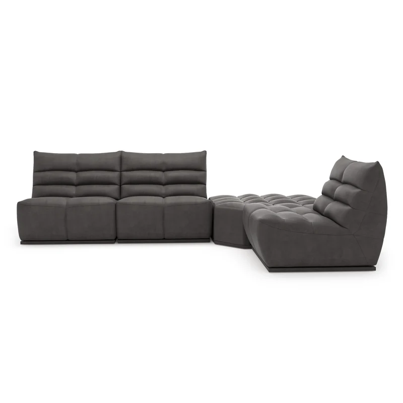 Canapé grand angle droit ou gauche modulable JODY Tissu effet cuir vintage