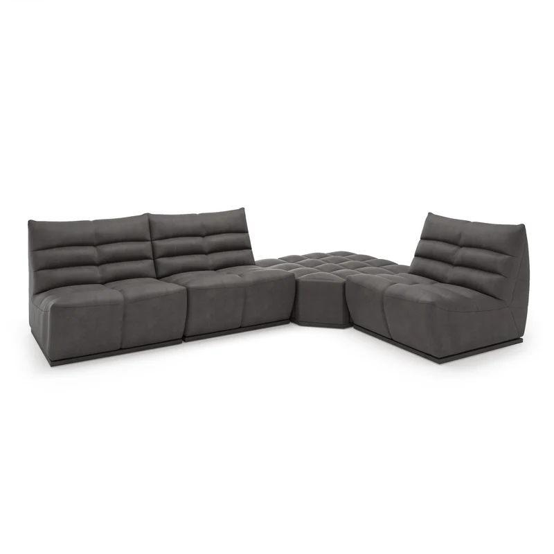 Canapé grand angle droit ou gauche modulable JODY Tissu effet cuir vintage