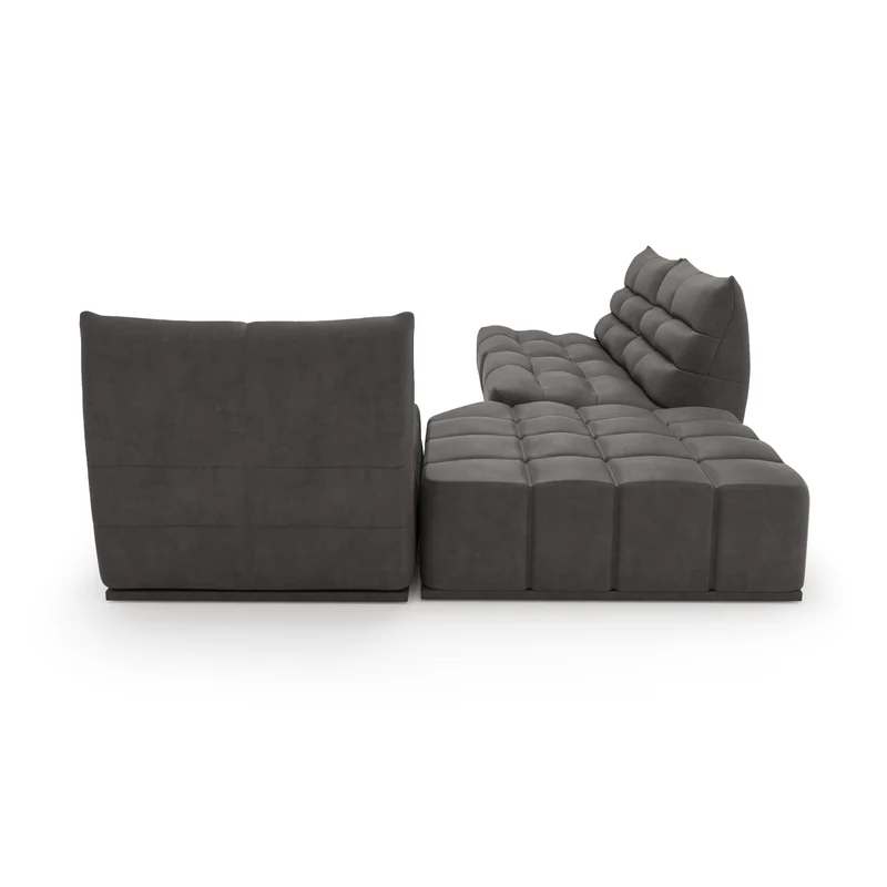 Canapé grand angle droit ou gauche modulable JODY Tissu effet cuir vintage