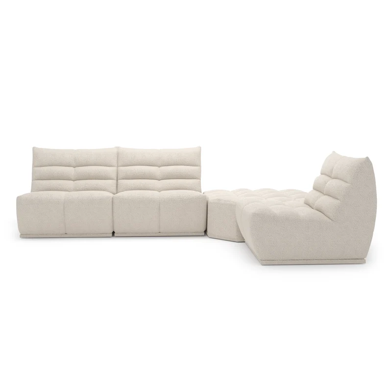 Canapé grand angle droit ou gauche modulable JODY Tissu bouclette