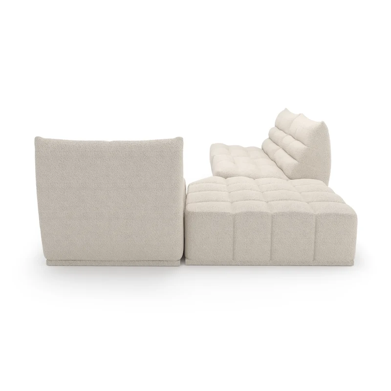 Canapé grand angle droit ou gauche modulable JODY Tissu bouclette