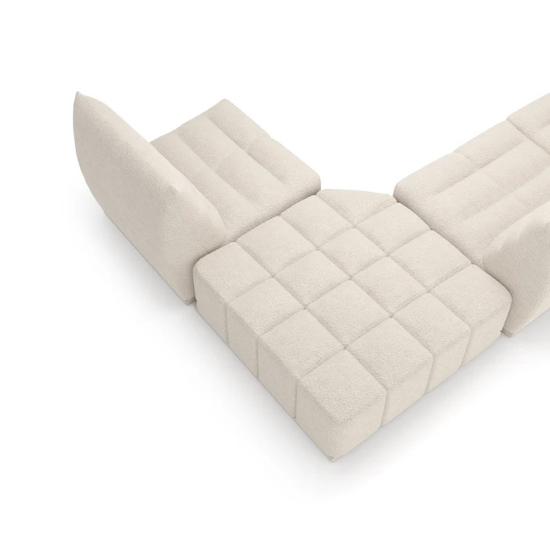 Canapé grand angle droit ou gauche modulable JODY Tissu bouclette