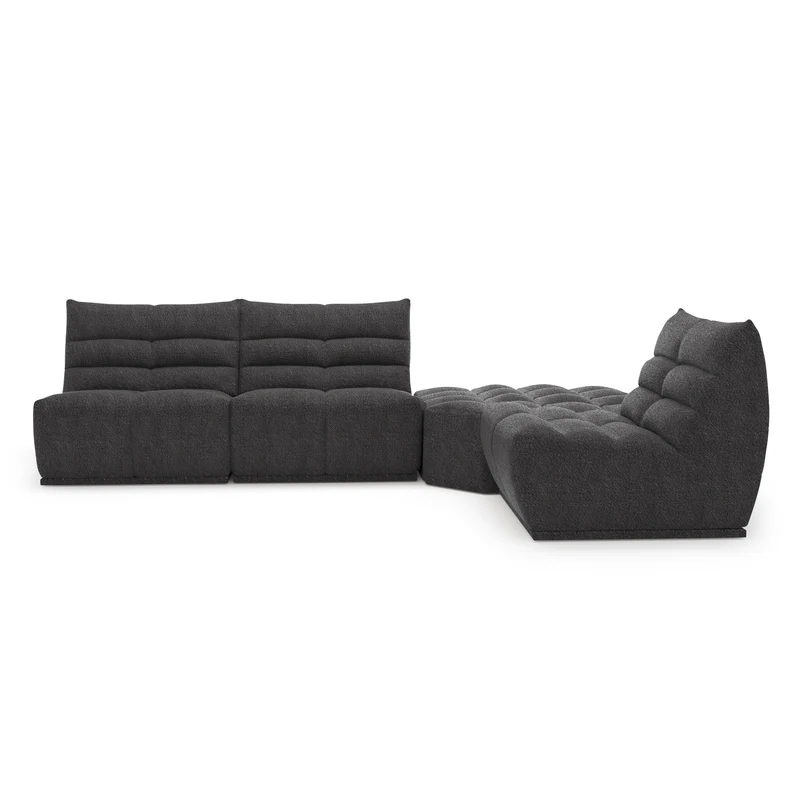 Canapé grand angle droit ou gauche modulable JODY Tissu bouclette