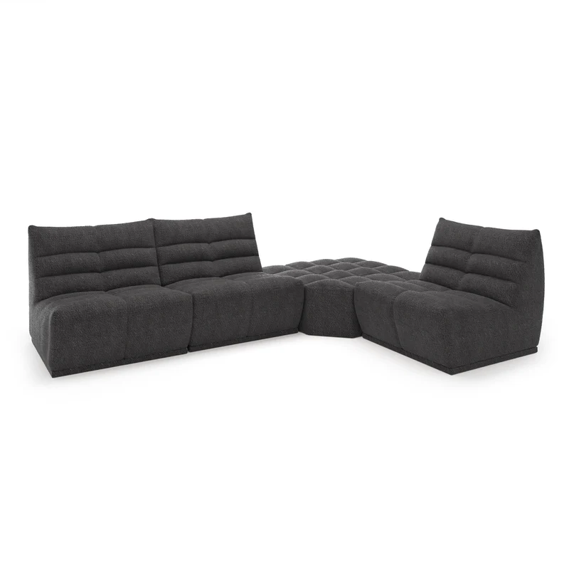 Canapé grand angle droit ou gauche modulable JODY Tissu bouclette