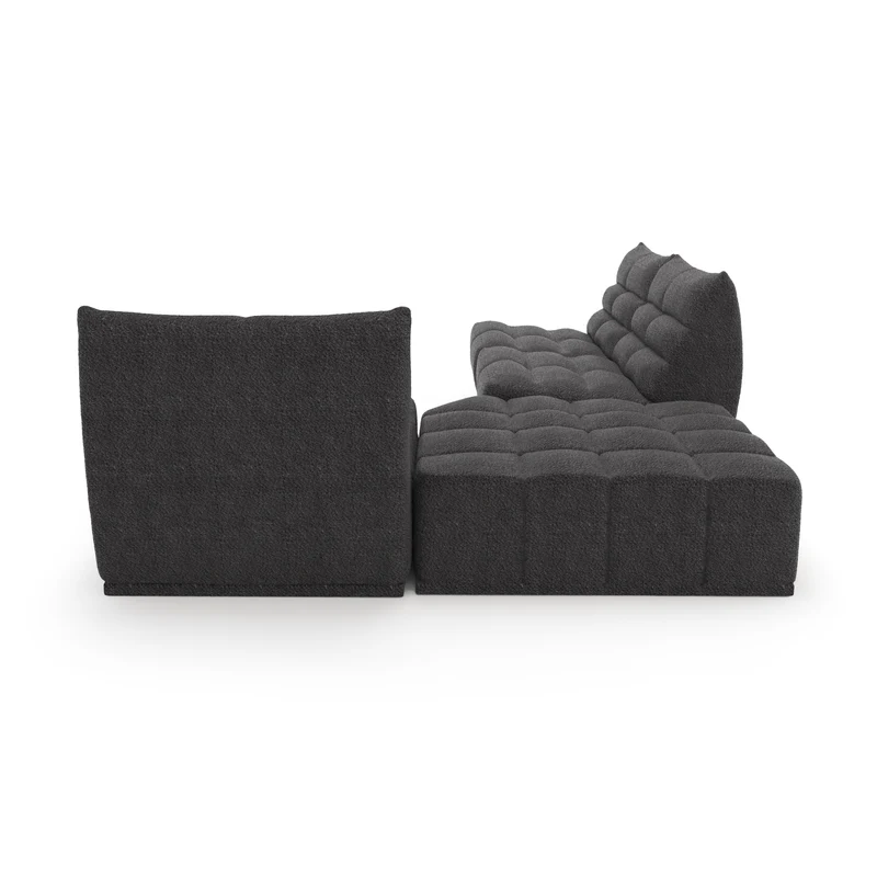 Canapé grand angle droit ou gauche modulable JODY Tissu bouclette