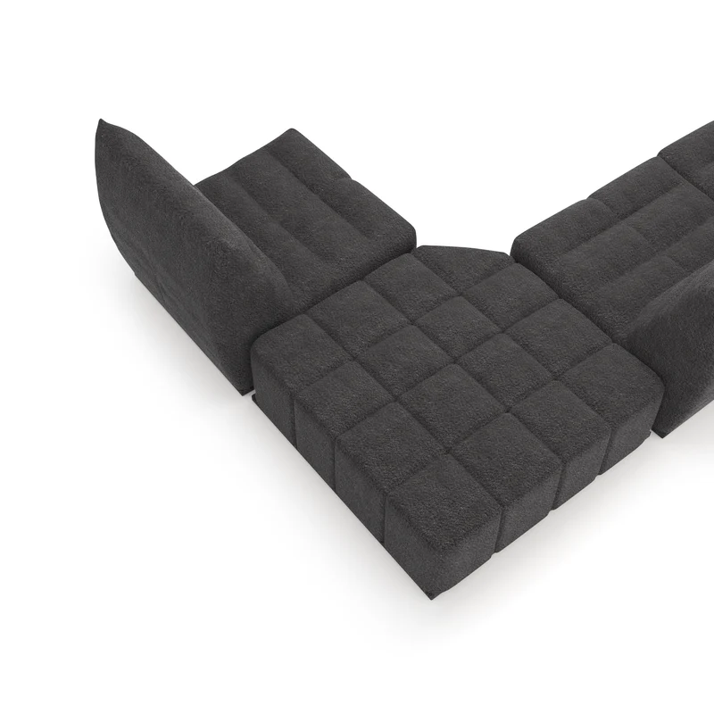 Canapé grand angle droit ou gauche modulable JODY Tissu bouclette