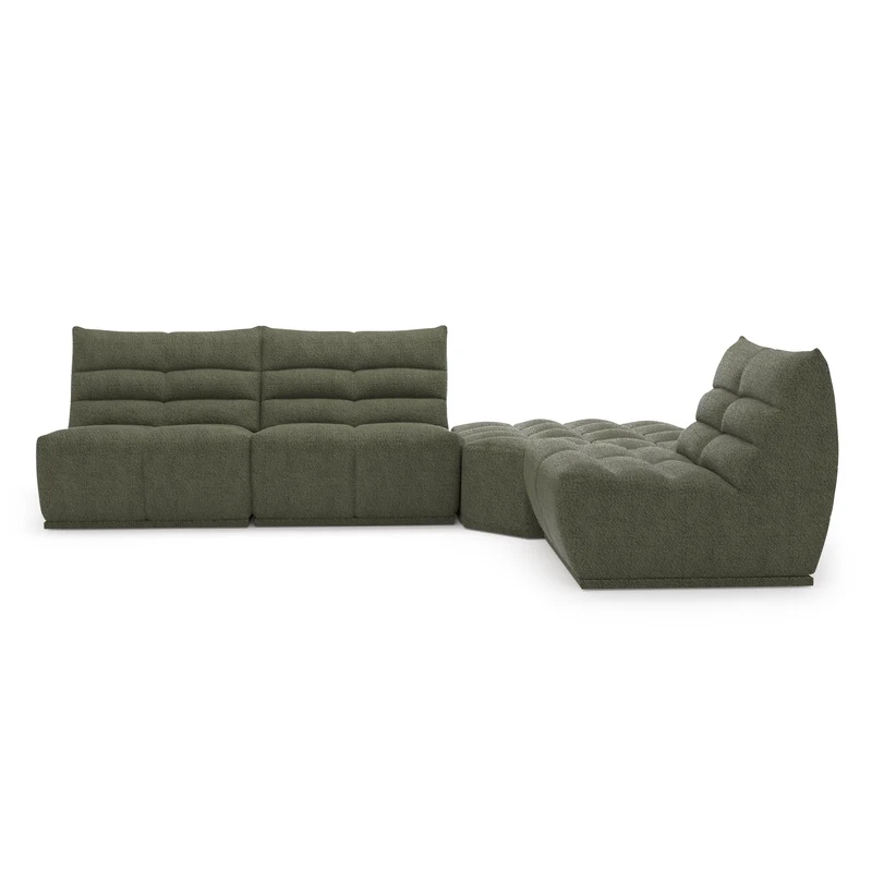 Canapé grand angle droit ou gauche modulable JODY Tissu bouclette