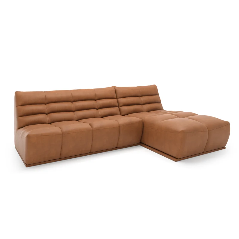 Canapé d'angle droit ou gauche modulable JODY Tissu effet cuir vintage