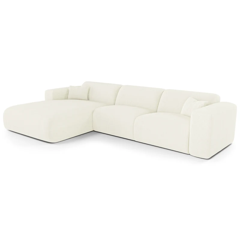 Canapé angle gauche convertible express matelas Dunlopillo 140cm MYRA Velours côtelé